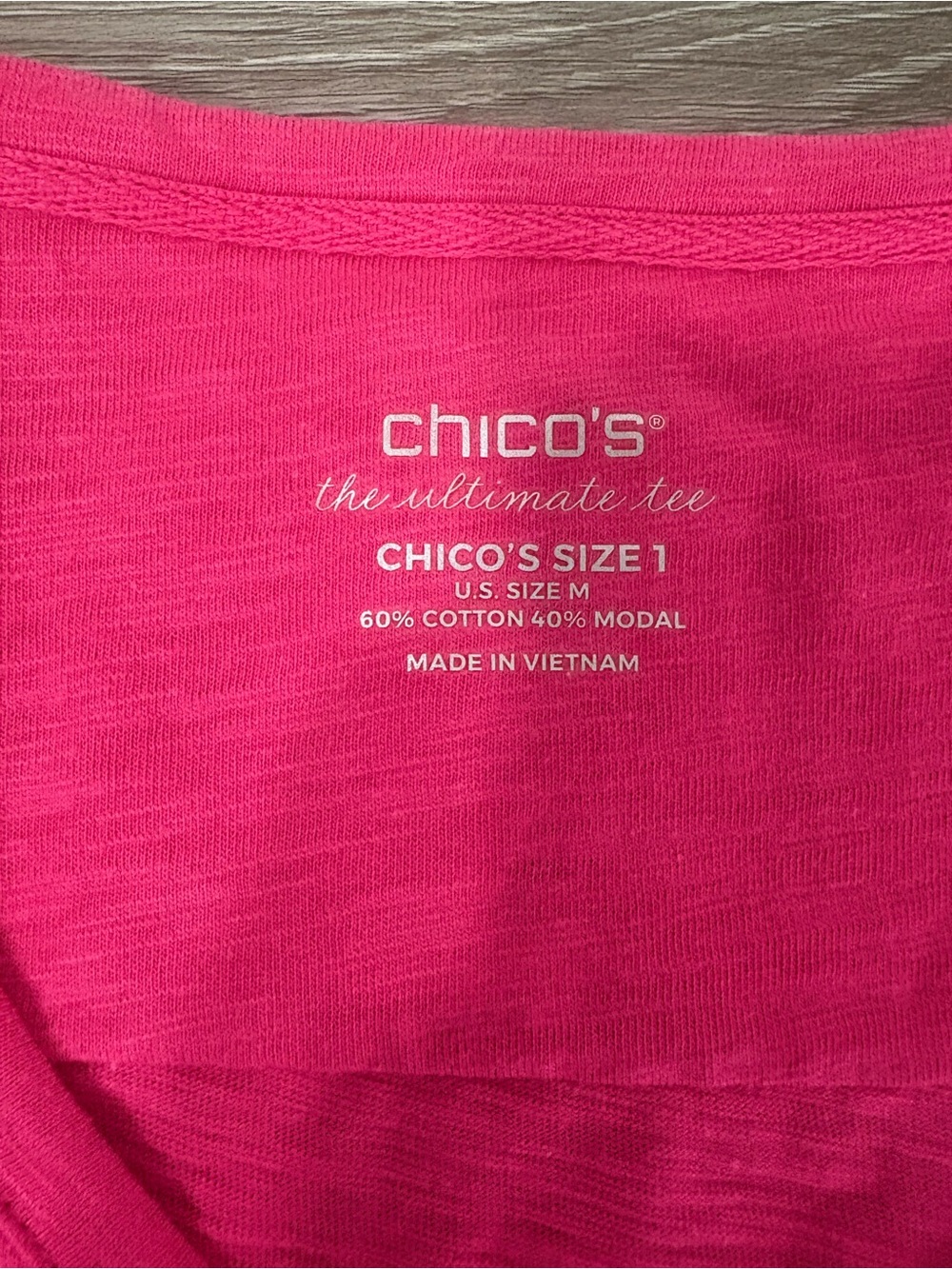 Chicos “The Ultimate Tee”  Pink V-Neck 3/4 Sleeve Women's Top - Picture 2 of 7
